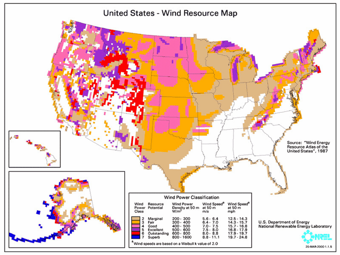 US Wind Power Map