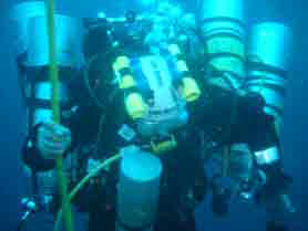 Technical Diver note the high number of
                        tanks used